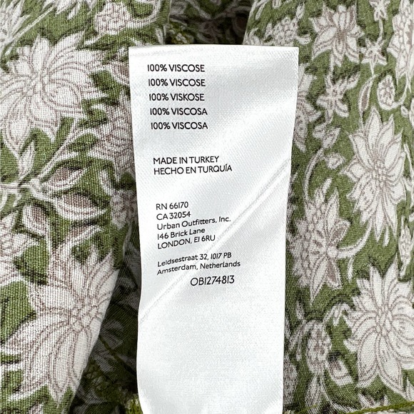 ANTHROPOLOGIE Dress Womens XS Green Robin Tiered Mini Short Sleeve Floral Print - Picture 12 of 16